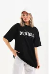 Unisex Baskılı Oversize T-shirt - Siyah