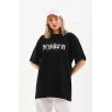 Unisex Baskılı Oversize T-Shirt - Siyah Unisex Baskılı Oversize T-Shirt - Siyah