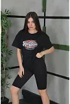 Unisex Baskılı Oversize T-shirt - Siyah