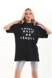 Unisex Baskılı Oversize T-shirt - Siyah
