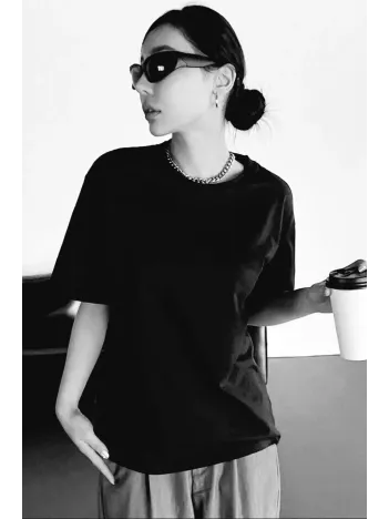Unisex Baskılı Oversize T-Shirt - Siyah