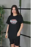 Unisex Baskılı Oversize T-shirt - Siyah