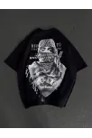 Unisex Baskılı Oversize T-shirt - Siyah
