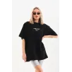 Unisex Baskılı Oversize T-Shirt - Siyah