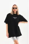 Unisex Baskılı Oversize T-shirt - Siyah