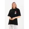 Unisex Baskılı Oversize T-Shirt - Siyah