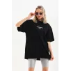 Unisex Baskılı Oversize T-Shirt - Siyah