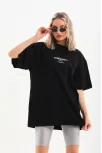 Unisex Baskılı Oversize T-shirt - Siyah