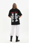 Unisex Baskılı Oversize T-shirt - Siyah
