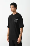Unisex Baskılı Oversize T-shirt - Siyah
