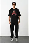 Unisex Baskılı Oversize T-shirt - Siyah
