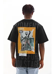 Unisex Baskılı Oversize T-shirt - Siyah