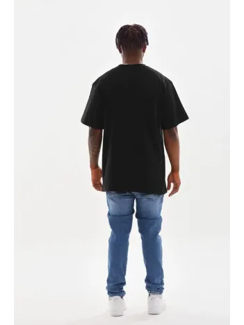 Unisex Baskılı Oversize T-Shirt - Siyah