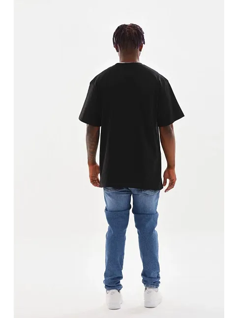 Unisex Baskılı Oversize T-shirt - Siyah