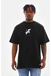 Unisex Baskılı Oversize T-shirt - Siyah