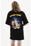 Unisex Baskılı Oversize T-shirt - Siyah