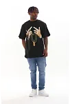 Unisex Baskılı Oversize T-shirt - Siyah