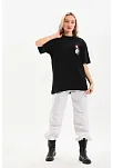 Unisex Baskılı Oversize T-shirt - Siyah