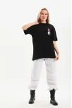 Unisex Baskılı Oversize T-shirt - Siyah