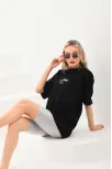 Unisex Baskılı Oversize T-shirt - Siyah