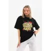 Unisex Baskılı Oversize T-Shirt - Siyah Unisex Baskılı Oversize T-Shirt - Siyah