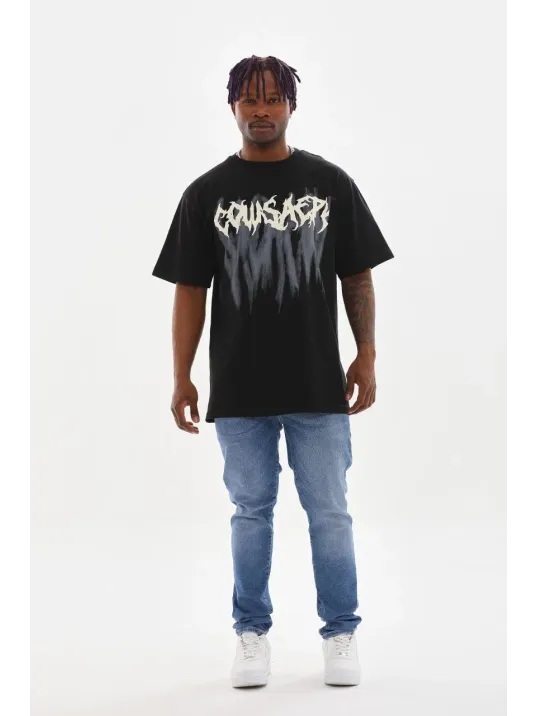 Unisex Baskılı Oversize T-Shirt - Siyah Unisex Baskılı Oversize T-Shirt - Siyah