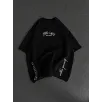 Unisex Baskılı Oversize T-Shirt - Siyah