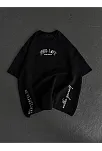 Unisex Baskılı Oversize T-shirt - Siyah