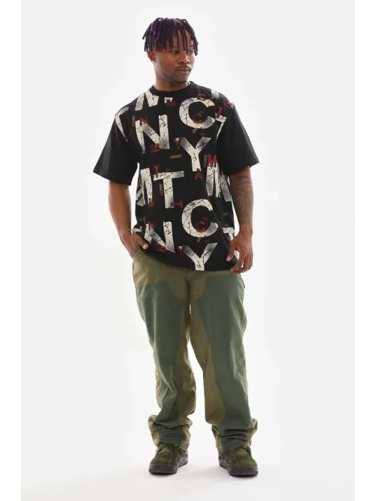 Unisex Baskılı Oversize T-Shirt - Siyah Unisex Baskılı Oversize T-Shirt - Siyah