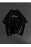Unisex Baskılı Oversize T-shirt - Siyah