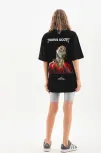 Unisex Baskılı Oversize T-shirt - Siyah