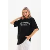 Unisex Baskılı Oversize T-Shirt - Siyah