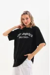 Unisex Baskılı Oversize T-shirt - Siyah