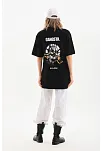 Unisex Baskılı Oversize T-shirt - Siyah