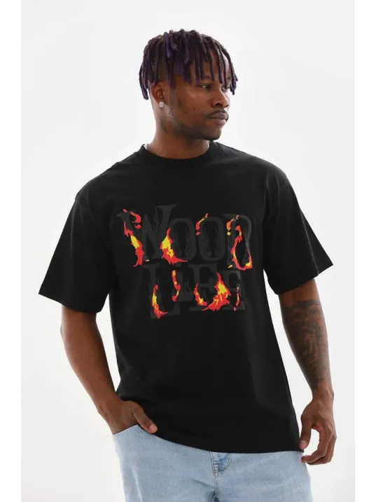 Unisex Baskılı Oversize T-Shirt - Siyah