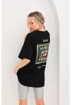 Unisex Baskılı Oversize T-shirt - Siyah