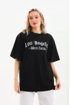 Unisex Baskılı Oversize T-shirt - Siyah