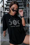 Unisex Baskılı Oversize T-shirt - Siyah