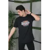 Unisex Baskılı Oversize T-Shirt - Siyah