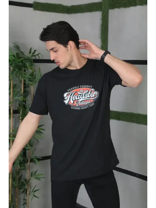 Unisex Baskılı Oversize T-Shirt - Siyah