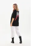 Unisex Baskılı Oversize T-shirt - Siyah