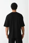 Unisex Baskılı Oversize T-shirt - Siyah