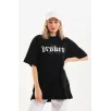 Unisex Baskılı Oversize T-Shirt - Siyah Unisex Baskılı Oversize T-Shirt - Siyah