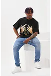 Unisex Baskılı Oversize T-shirt - Siyah