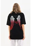 Unisex Baskılı Oversize T-shirt - Siyah