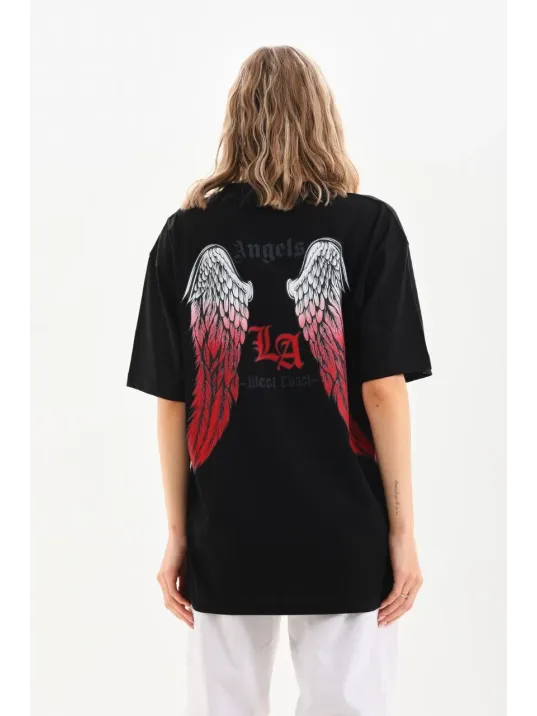 Unisex Baskılı Oversize T-Shirt - Siyah Unisex Baskılı Oversize T-Shirt - Siyah