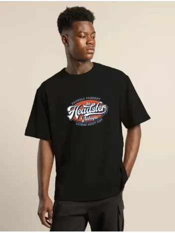 Unisex Baskılı Oversize T-Shirt - Siyah Unisex Baskılı Oversize T-Shirt - Siyah