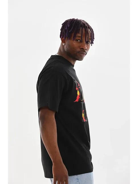 Unisex Baskılı Oversize T-shirt - Siyah