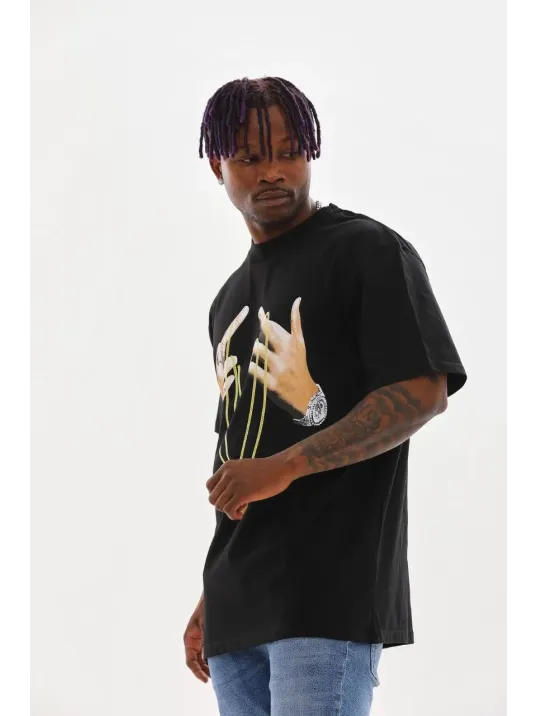 Unisex Baskılı Oversize T-Shirt - Siyah Unisex Baskılı Oversize T-Shirt - Siyah