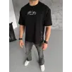 Unisex Baskılı Oversize T-Shirt - Siyah
